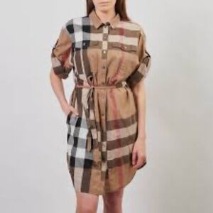 Burberry Checkered Dress - Brown, Black, White